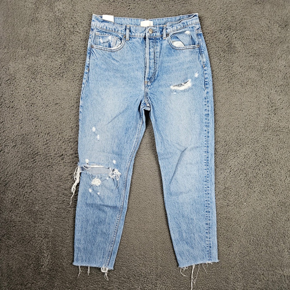 Boyish The Billy High Rise Skinny Jeans Light Wash Distressed Blue Rigid 29